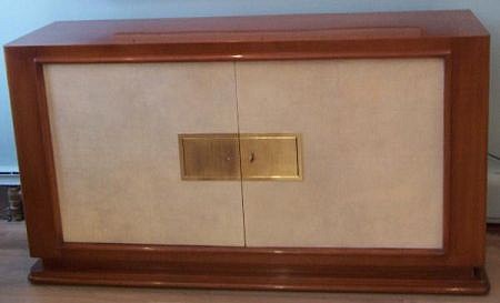 Jacques Adnet,  Sideboard , 1955  mahogany, brass and parchment, 62 3/4 x 20 x 34 1/2 inches