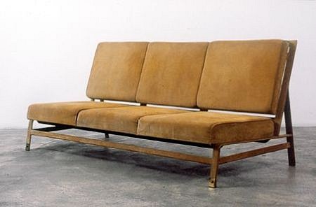 Jacques Adnet,   Banquette (2-seat leather sofa with metal frame)  , 1955  leather and metal, 27 1/2 x 72 7/8 x 31 1/2 inches