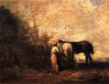 Work:&nbsp;Jean Baptiste Camille Corot Les Chevaux de Wouvermans, 1872 Oil on canvas 10 1/4 x 13 3/8 in. COR-00002